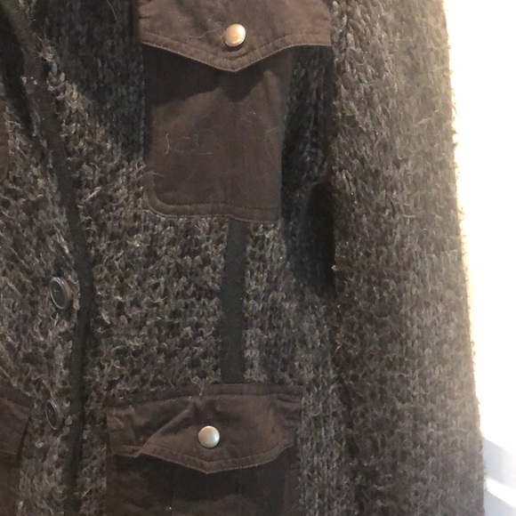 Military style grey button down cardigan - Picture 6 of 8